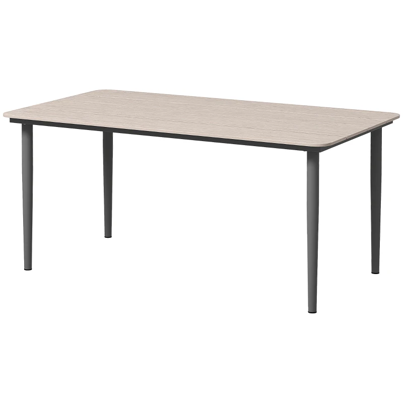Outsunny Garden Table, Outdoor Dining Table for 6 People, 160 x 90 x 74 cm, with Rust Resistant Metal Frame, WPC Top, for Balcony, Terrace, Light Grey