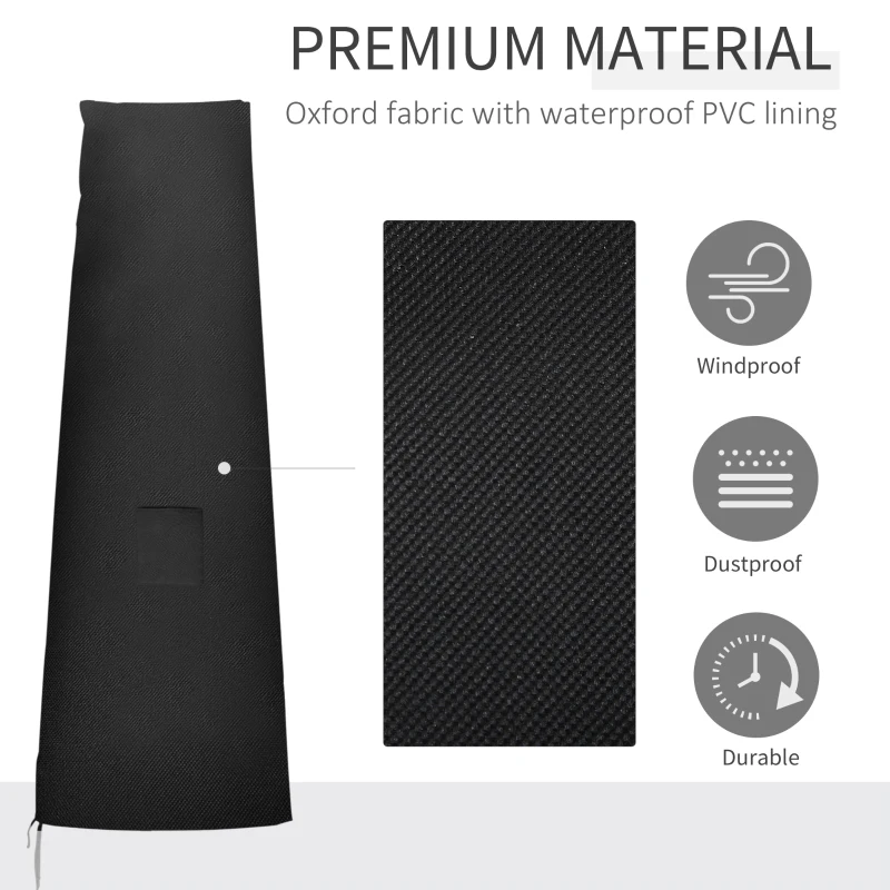 Outsunny Garden Parasol Cover Waterproof Outdoor Cantilever Banana Umbrella Protector 300D Oxford Fabric 240 x 48/70 cm for 3 m Cantilever Parasol