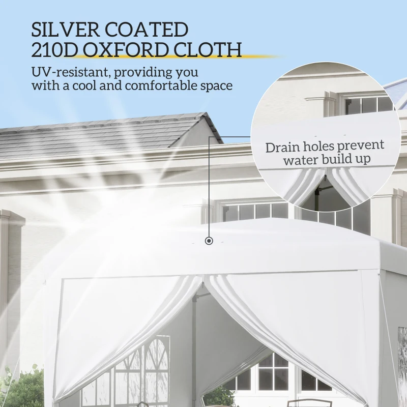 Outsunny 3 x 3m Pop Up Gazebo, Wedding Party Canopy Tent Marquee with Carry Bag and Windows, White(m-5)