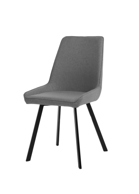 E-STYLO Sedia da pranzo in microfibra grigio scuro con gambe e struttura in metallo nero, 48cm X 60cm H. 87cm.