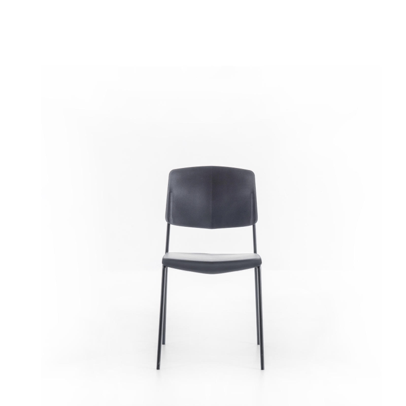 E-STYLO Set di 4 sedie in polipropilene grigio scuro e gambe in metallo grigio scuro, 52cm X 52cm H.79cm