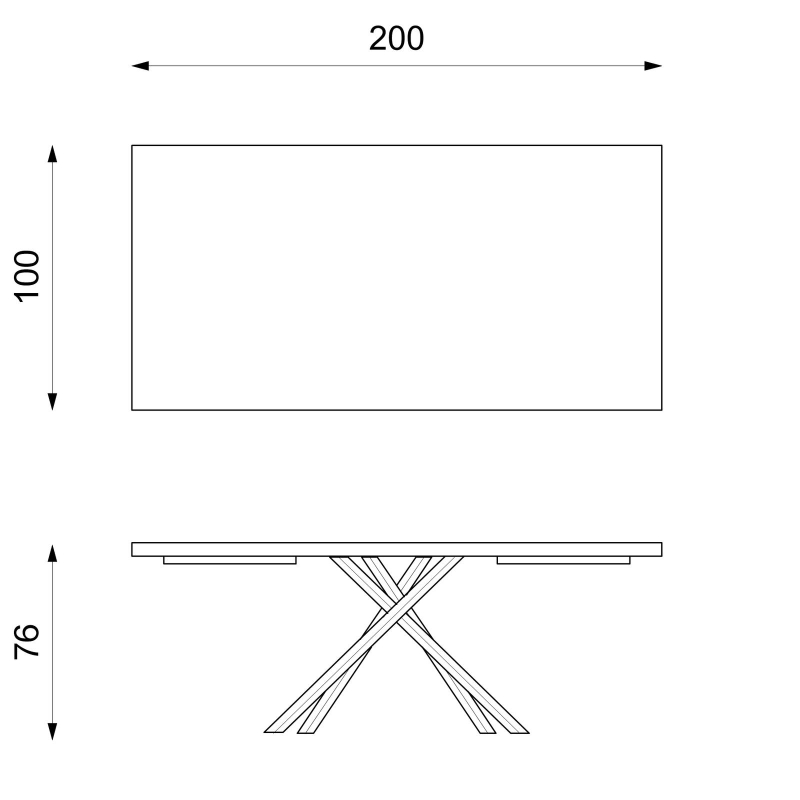 E-STYLO Tavolo allungabile con top in rovere naturale e gambe in metallo nero, 100cm X 200/300cm H.76cm