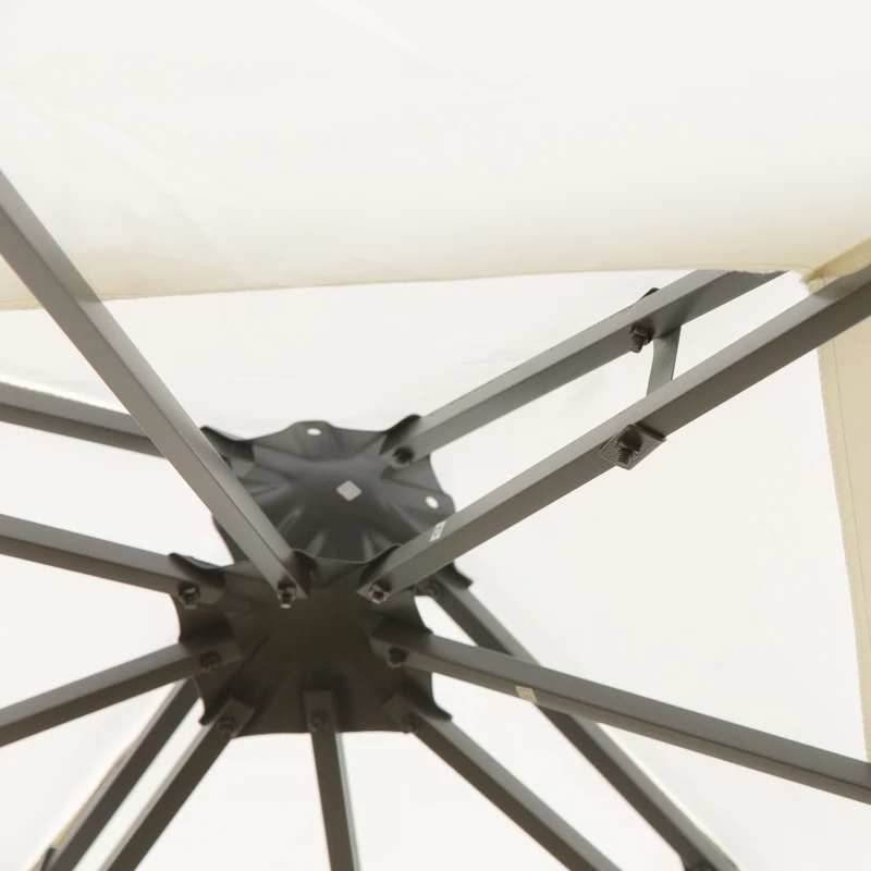 Outsunny 3 x 3m Outdoor Steel Gazebo with 2 Tier Roof, Garden Gazebo Patio Canopy Marquee Shelter with Decorative Steel Frame - Cream