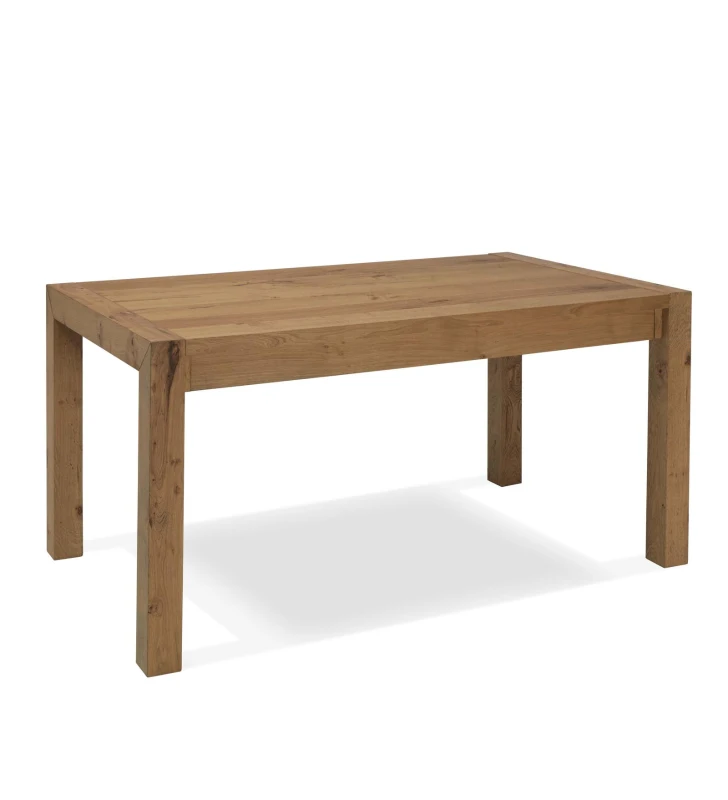 E-STYLO Tavolo allungabile con top impiallacciato rovere naturale e gambe in frassino massello, 90cm X 160/240cm H.76cm