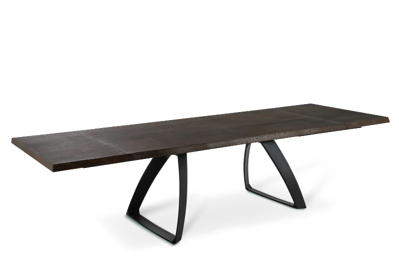 E-STYLO Tavolo allungabile con top in rovere termocotto e gambe in metallo nero, 100cm X 200/300cm H.76cm