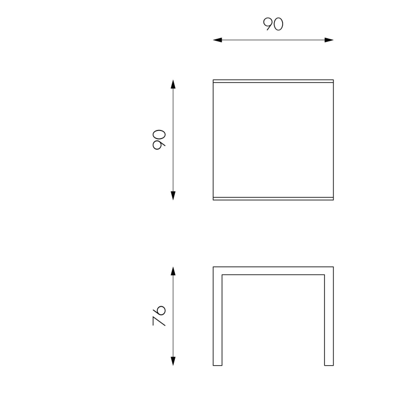 E-STYLO Tavolo allungabile con top in vetro temperato extra white e gambe in metallo bianco, 90cm X 90/163,5cm H.76cm