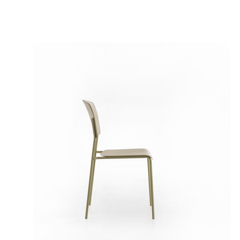 E-STYLO Set di 4 sedie in polipropilene giallo e gambe in metallo giallo, 52cm X 52cm H.79cm