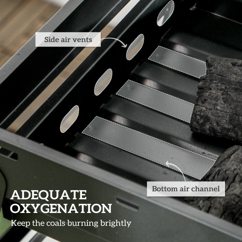 Outsunny Foldable Charcoal Grill - Black