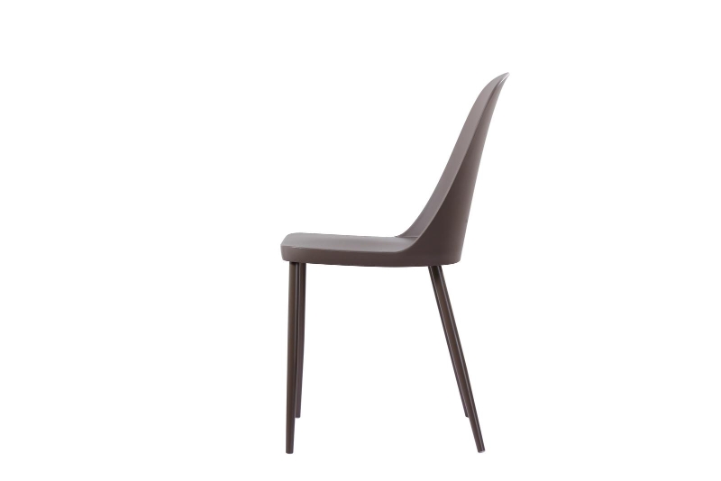 E-STYLO Set di 4 sedie in polipropilene visone e gambe in metallo visone, 46cm X 55cm H.80cm