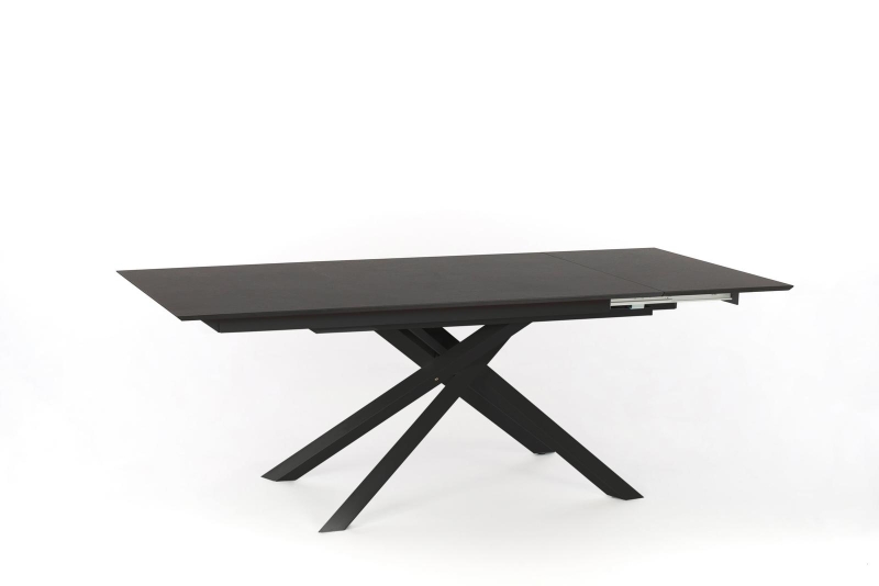 E-STYLO Tavolo allungabile con top grigio scuro in HPL su MDF e gambe in metallo nero, 90cm X 170/270cm H.76cm