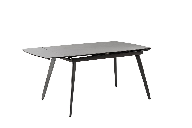 E-STYLO Tavolo allungabile con top in ceramica grigio antracite opaco e vetro temperato, struttura in metallo antracite, 90cm X 140/170/200cm H.76cm