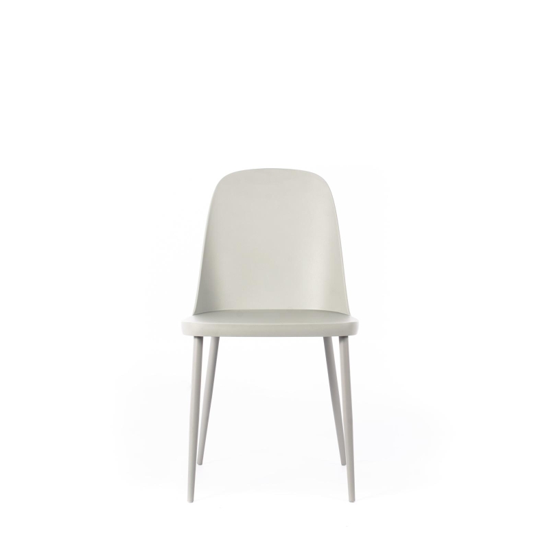 E-STYLO Set di 4 sedie in polipropilene grigio chiaro e gambe in metallo grigio chiaro, 46cm X 55cm H.80cm
