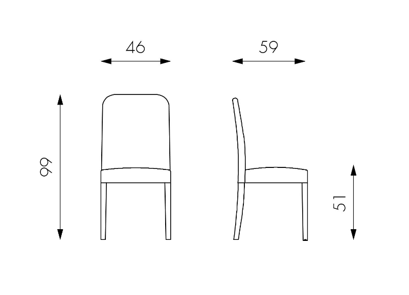 E-STYLO Sedia in similpelle grigio chiaro con bordino grigio scuro e gambe in legno di faggio laccato, imbottita, 59cm X 46cm H. 99cm.