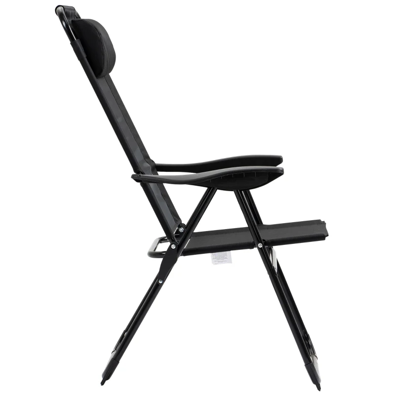Outsunny Klappstuhl 2er-Set, Klappliege, wetterfest, 5-fach verstellbare Rückenlehne, Metallgestell, Schwarz