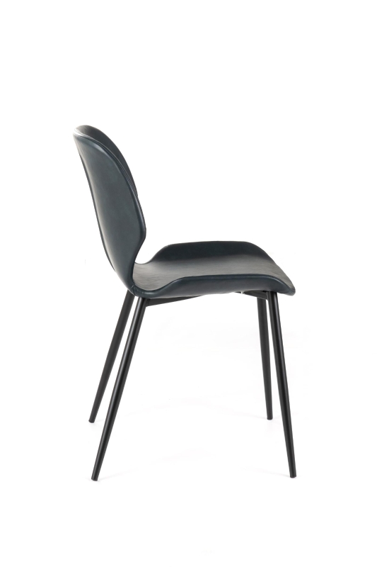 E-STYLO Set di 4 sedie da pranzo in soft touch petrolio scuro e gambe in metallo nero, 55cm X 45cm H.83cm