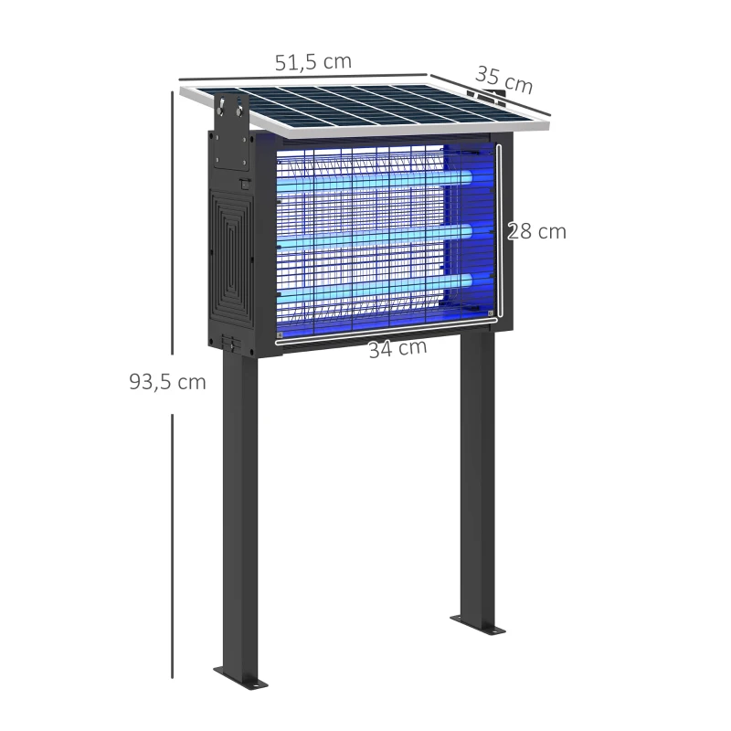 Outsunny Lámpara Antimosquitos Eléctrica con Luces LED 25W para Exterior Efecto 200 m² con Soporte 51,5x35x93,5 cm Negro