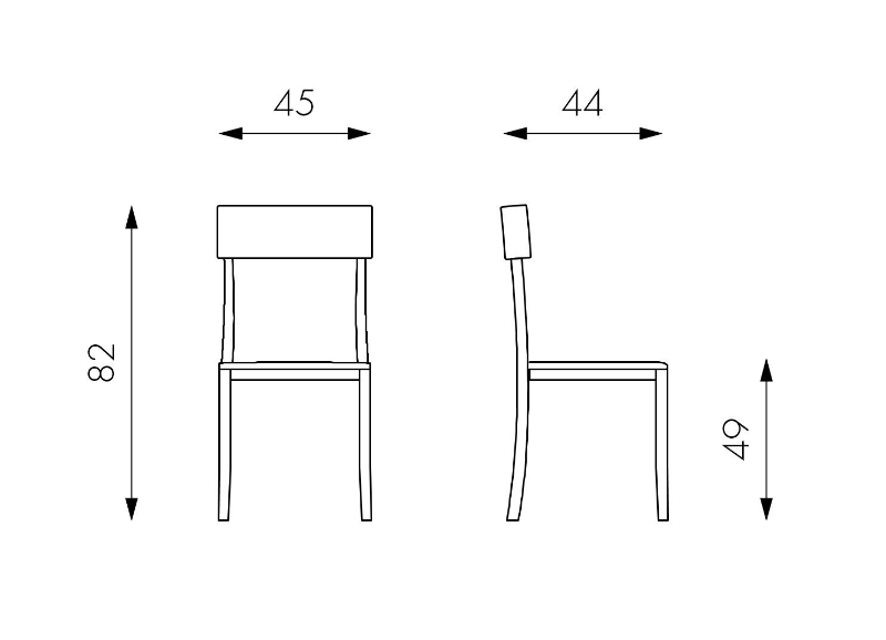 E-STYLO Sedia in legno laccato tortora con seduta rivestita in similpelle, imbottita, 44cm X 45cm H. 82cm.