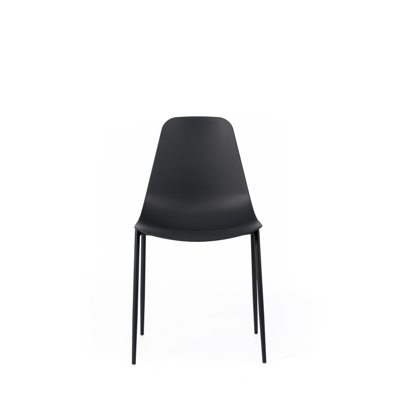 E-STYLO Set di 4 sedie in polipropilene nero con gambe in metallo nero, 49cm X 48.5cm H.88cm