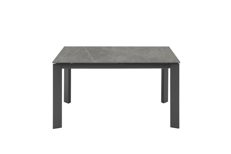 E-STYLO Tavolo allungabile con top in ceramica marmo grigio e base in metallo grigio, 90cm X 140/190cm H.76cm