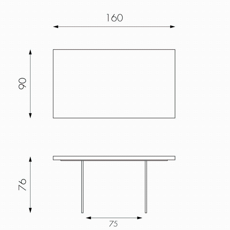 E-STYLO Tavolo fisso con top in rovere termocotto impiallacciato e bordo massellato, gambe in vetro temperato extra trasparente, 90cm X 160cm H.76cm