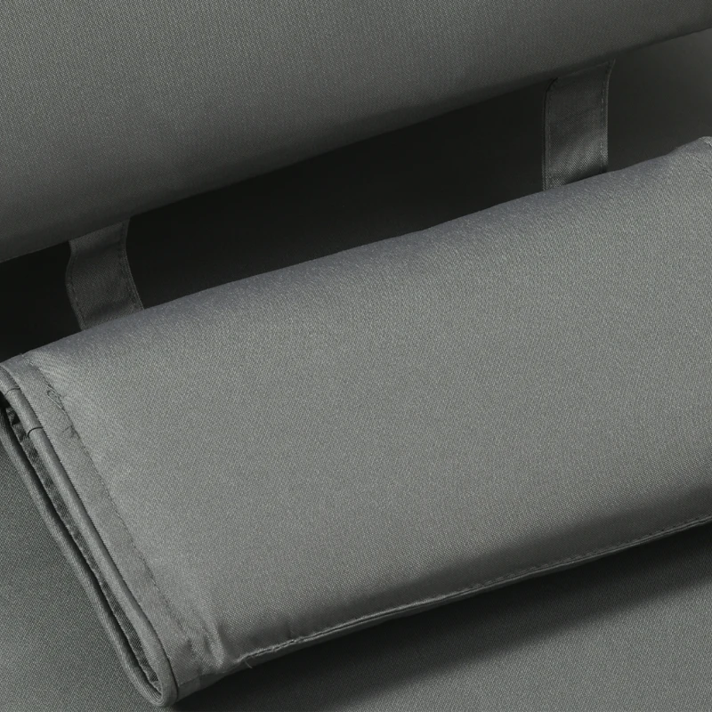 Outsunny Garden Sun Lounger Cushion Replacement Soft Sunbed Reclining Chair Relaxer Pad with Pillow, Cushion ONLY - Grey