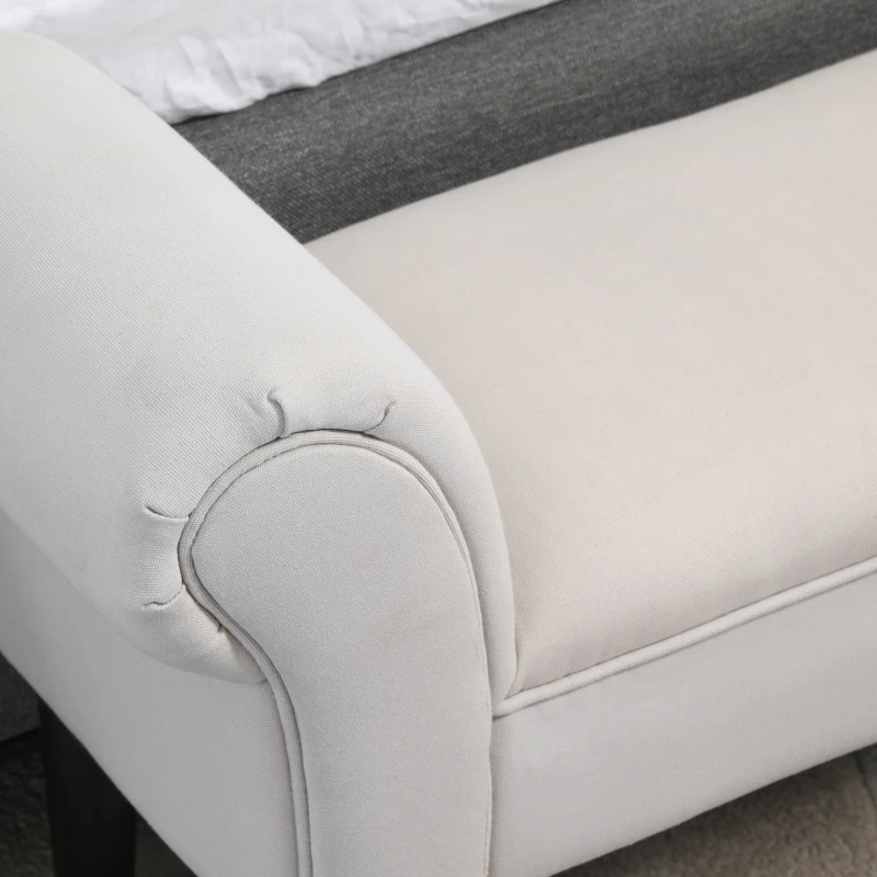 HOMCOM zitbank voor slaapkamer bedbank gestoffeerde bank MDF-schuimstof Grijs-wit