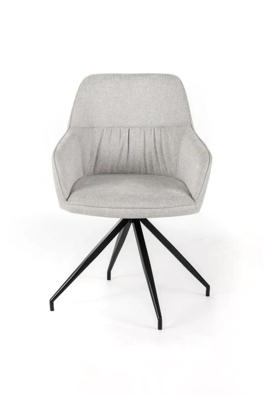 E-STYLO Set di 2 sedie da pranzo in tessuto grigio chiaro, gambe e struttura in metallo nero, imbottita, 56cm X 56cm H.87cm