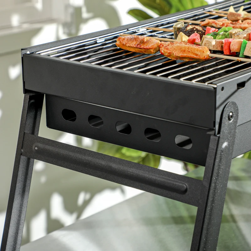 Outsunny Foldable Charcoal Grill - Black