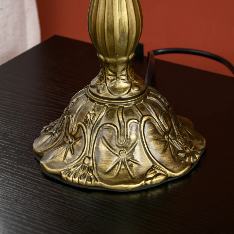 HOMCOM Lámpara de Mesa Hecha a Mano Estilo Clásico Lámpara de Noche de Vidrio para Dormitorio Salón Ø30x48 cm Multicolor