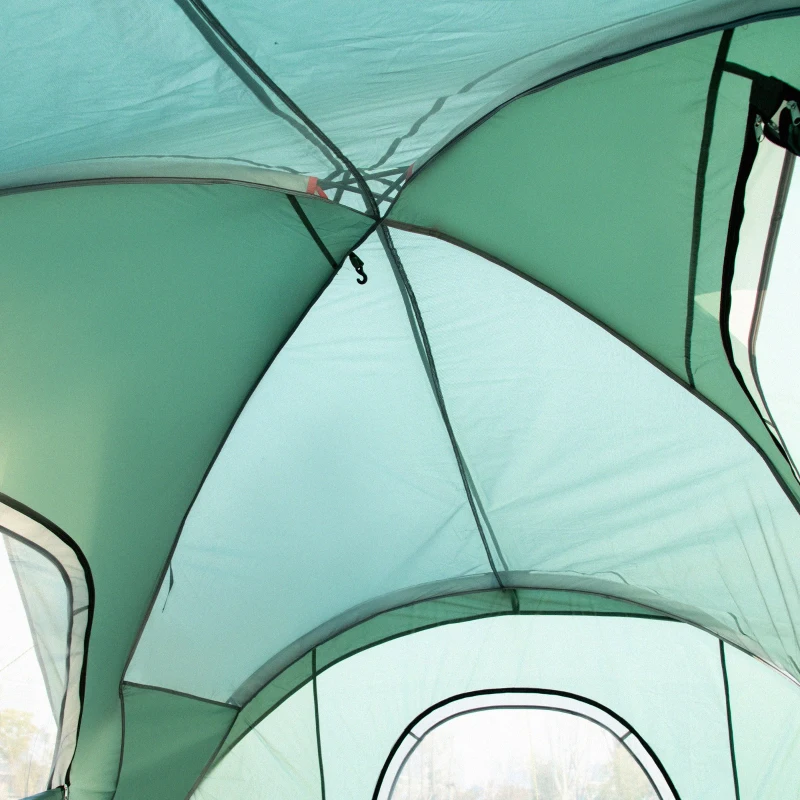 Outsunny Tenda da Campeggio 6 Posti Idrorepellente con Protezione UV, Pali in Fibra di Vetro, 4.55x2.3x1.8 m, Verde