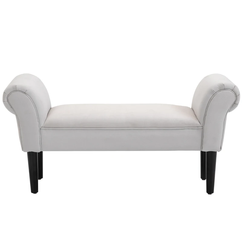 HOMCOM zitbank voor slaapkamer bedbank gestoffeerde bank MDF-schuimstof Grijs-wit