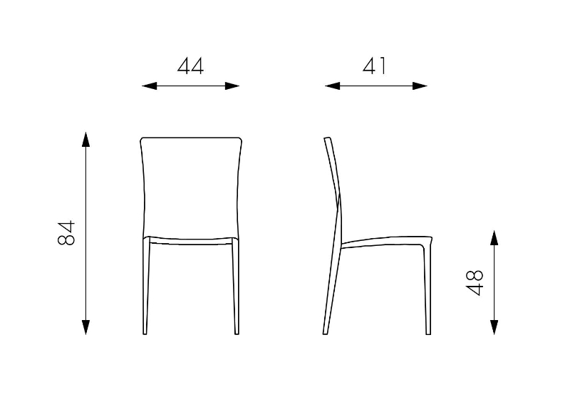 E-STYLO Sedia in polipropilene verde, impilabile, 41cm X 44cm H. 84cm.