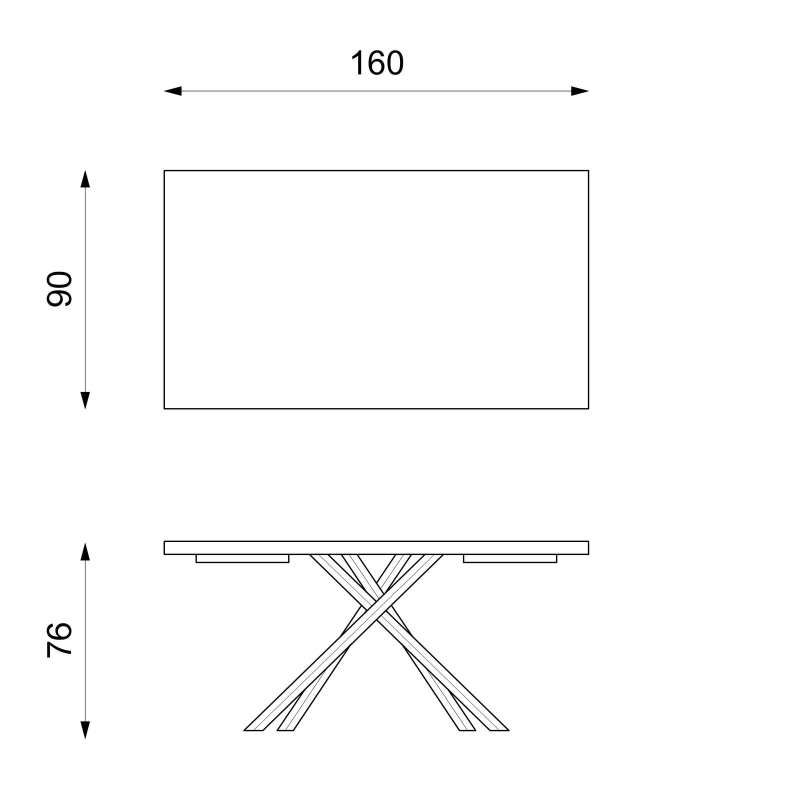 E-STYLO Tavolo allungabile con top in rovere naturale e gambe in metallo nero, 90cm X 160/240cm H. 76cm.