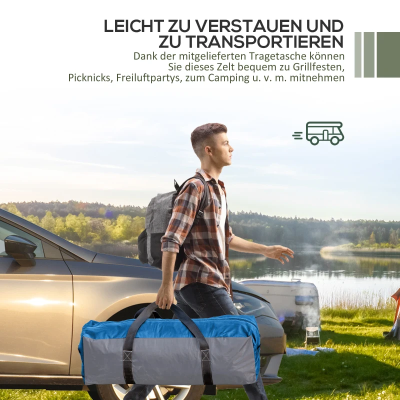 Outsunny Event Shelter 3,5 x 3,5m Pawilon z Hakiem Wodoodporny Zimowy Ogród Pawilon Jasnoniebieski