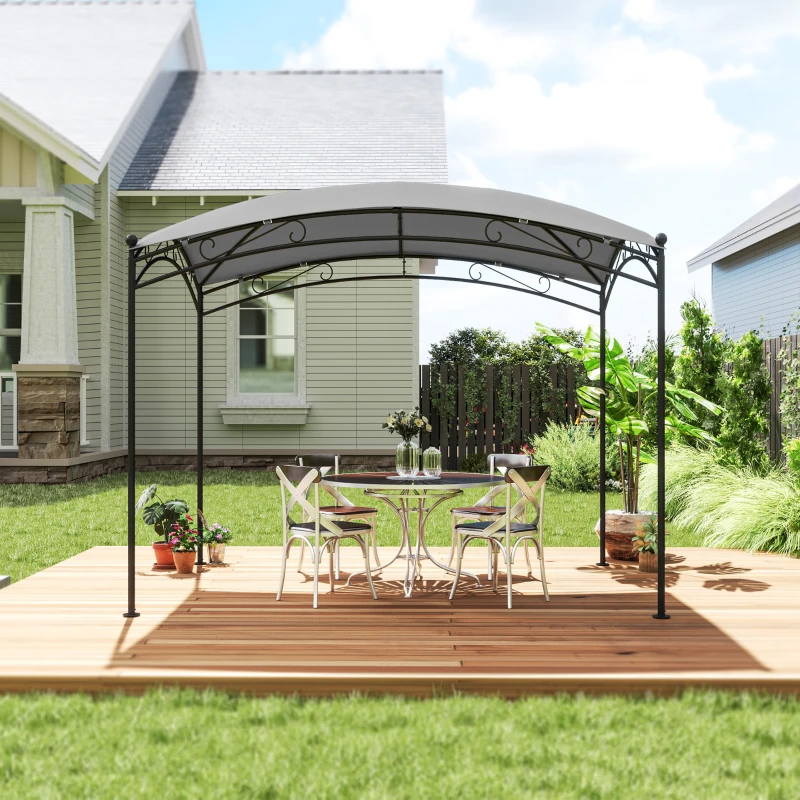 Outsunny Pérgola para Jardim 3x2 m Pérgola de Exterior com Toldo em Forma de Cúpula Elegante e Estrutura Metálica Impermeável Cinzento
