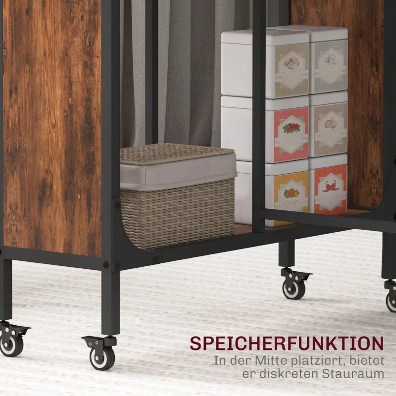 HOMCOM Klappbarer Esstisch, Mobiler Klapptisch für 6 Personen, mit Ablage, bis 50 kg belastbar, 130 x 80 x 74 cm, Rotbraun(m-5)