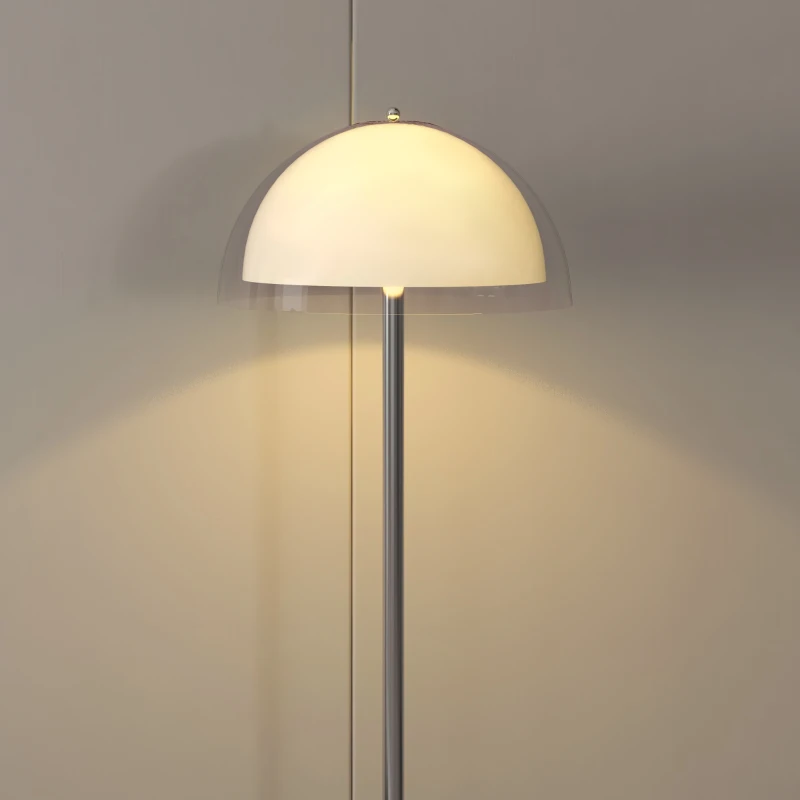 HOMCOM Lampada a Piantana Moderna con Paralume a Doppio Strato, in Metallo e Acrilico, Ø35x150 cm, Bianca