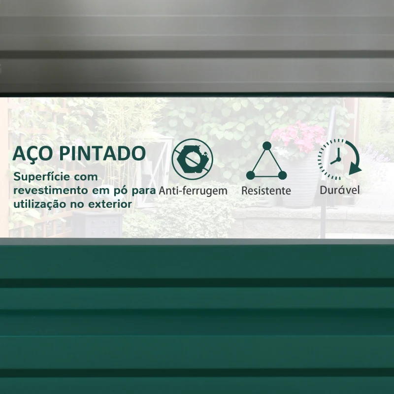 Outsunny Caixa de Plantio de Aço Galvanizado para Cultivar Plantas Flores Floreira Exterior Retangular com Fundo Aberto 120x60x30,5 cm Verde