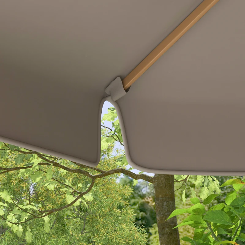 Outsunny Garten- und Terrassenschirm Ø325 cm mit Seilwindensystem Belüftetes Dach und 8 Bambusstäben für Patio Grau