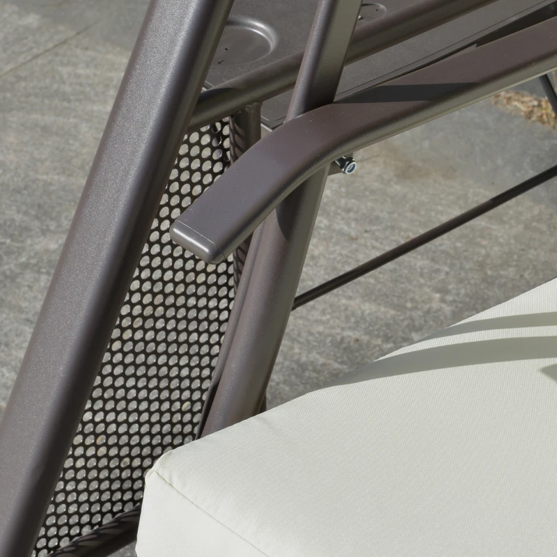 Outsunny 2-zits tuinschommelstoel met luifel Kussenblad Metaal Polyester Beige 162 x 118 x 173 cm
