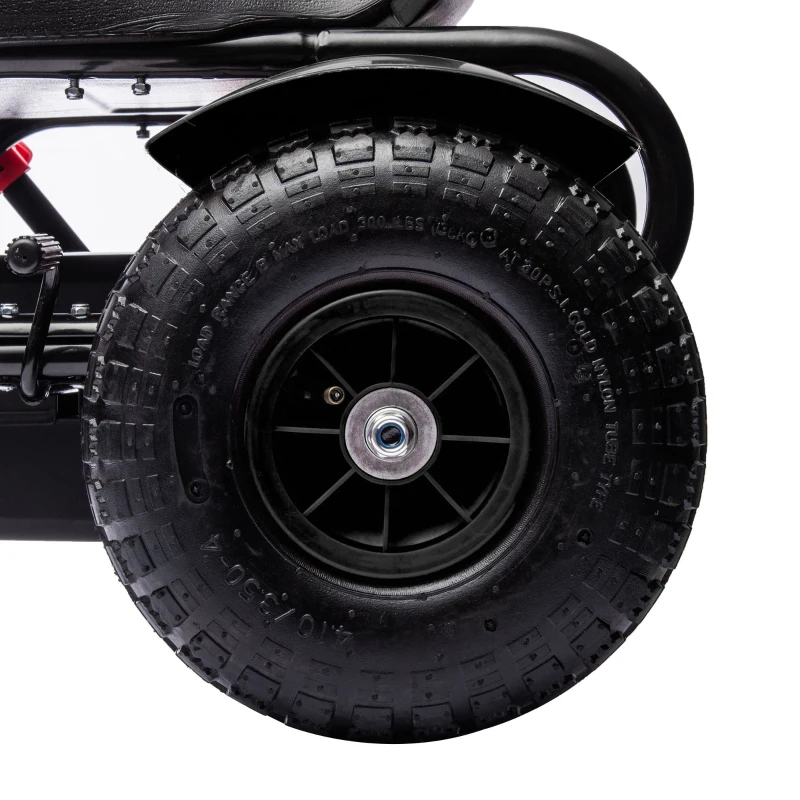 HOMCOM Go Kart a Pedali per Bambini 5-12 Anni in PP e Metallo Nero con Sedile Regolabile e Freno a Mano, 121x58x61 cm