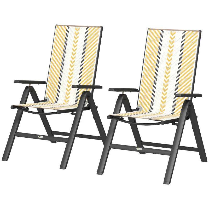 Outsunny Set of Two Rattan Reclining Garden Chairs - Multicolour