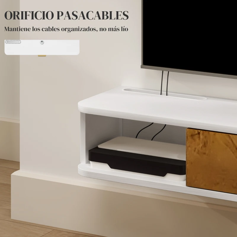 HOMCOM Conjunto Mueble TV y Estante de Pared con Armario y Compartimentos Abiertos Organización de Espacio y Montaje en Pared(m-6)