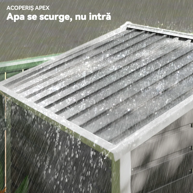 Outsunny Magazie de Grădină din Tablă de Oțel cu 4 Orificii de Ventilație și 2 Uși Glisante, 213x120x194 cm, Gri Închis(m-8)