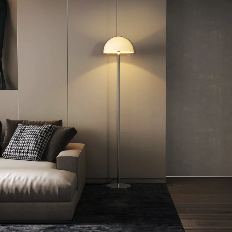 HOMCOM Lampada a Piantana Moderna con Paralume a Doppio Strato, in Metallo e Acrilico, Ø35x150 cm, Bianca