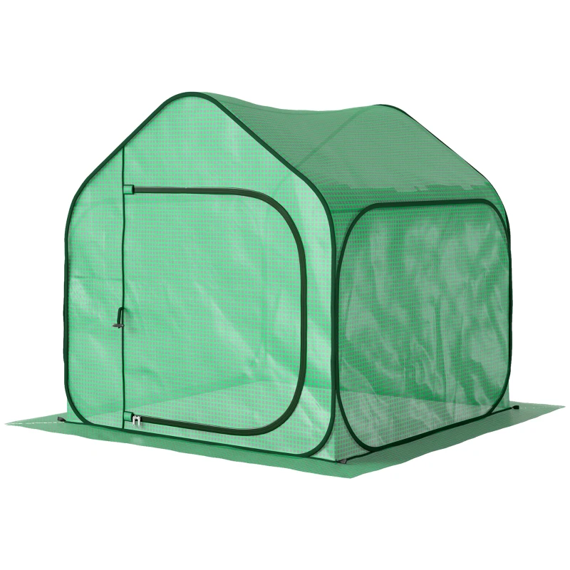 Outsunny Sera pentru Gradina Metal+PE – 150×148×148 cm Verde, Usa Fermoar