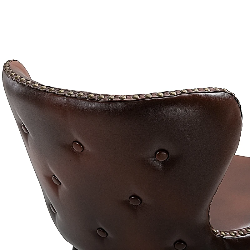 HOMCOM Lot de 2 tabourets de bar avec repose-pieds, tabouret de bar avec dossier, tabouret de bistro, chaise de salle à manger, tabouret de comptoir, cuir synthétique, marron, 52 x 53 x 101 cm