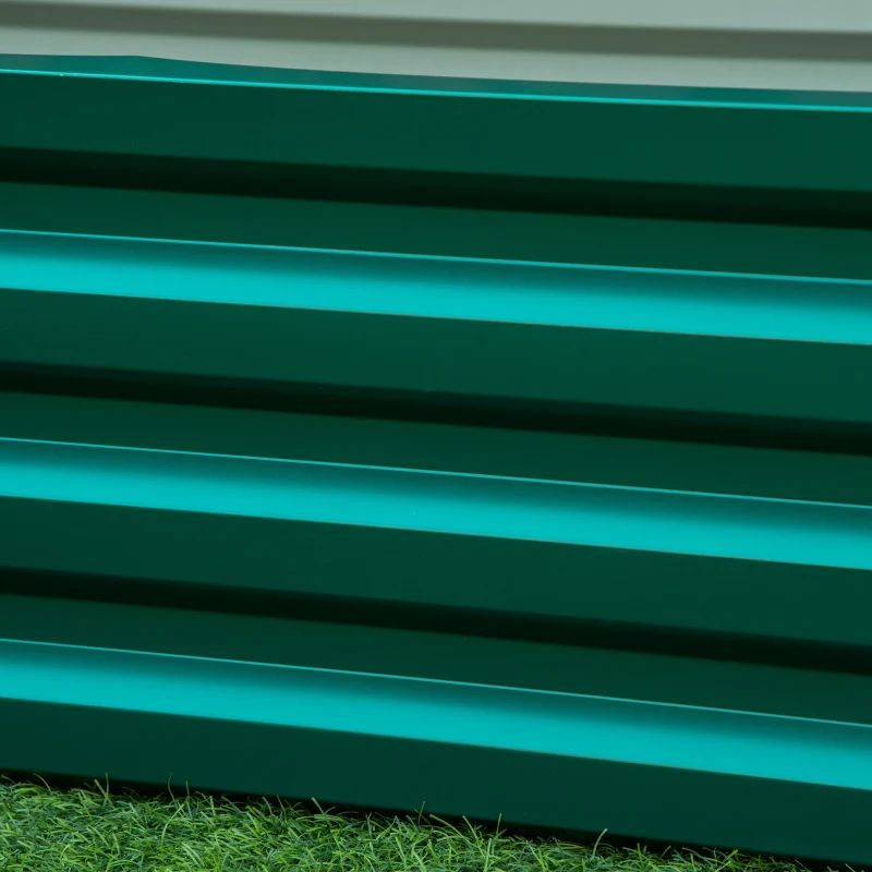 Outsunny Caixa de Plantio de Aço Galvanizado para Cultivar Plantas Flores Floreira Exterior Retangular com Fundo Aberto 120x60x30,5 cm Verde