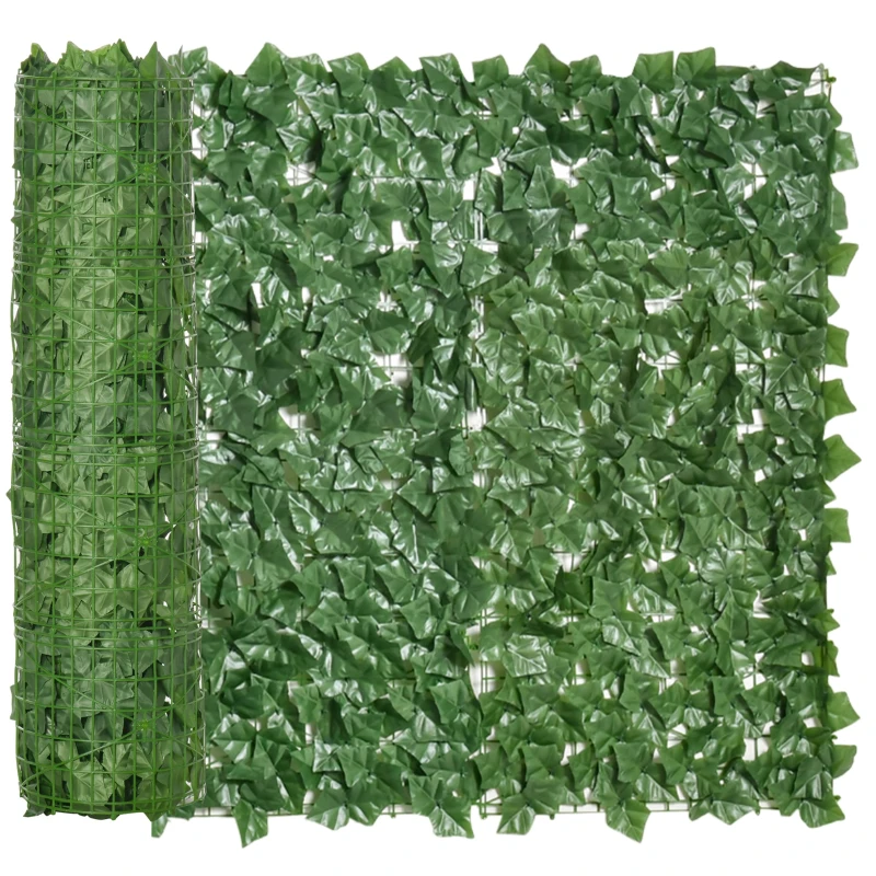 Outsunny Rulou Artificial de Gard Viu din PE, Anti-UV, 300x100 cm, Frunze Verde inchis(m-13)