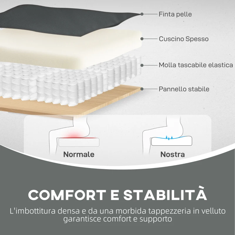 HOMCOM Poltrona da Salotto Stile Chesterfield in Finta Pelle PU con Gambe in Legno, Nero